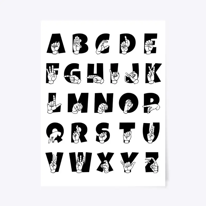 ASL ABCs Alphabet With Letters (124b)