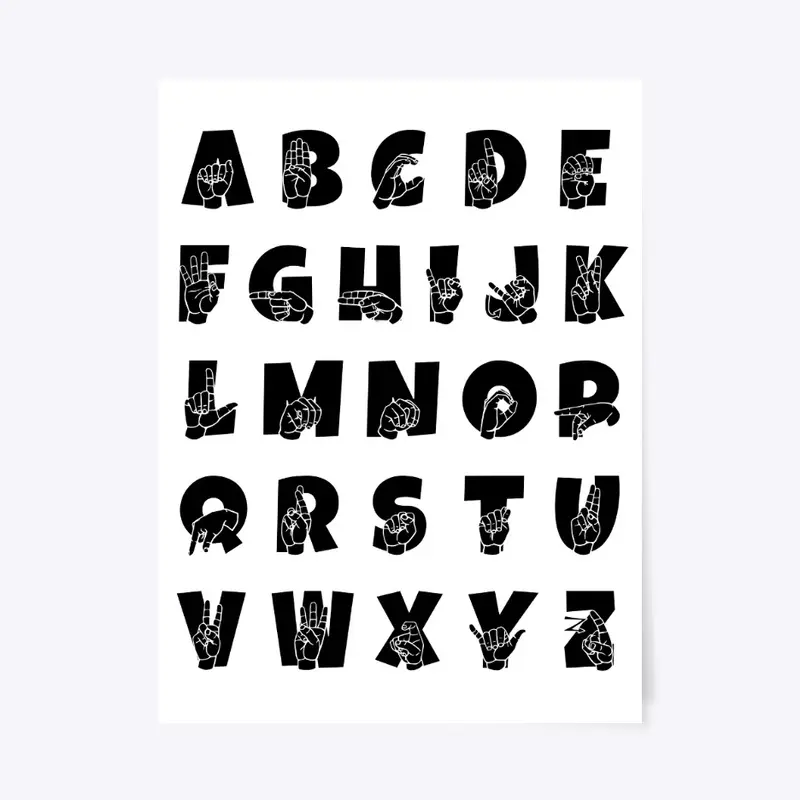 ASL ABCs Alphabet With Letters (124a)